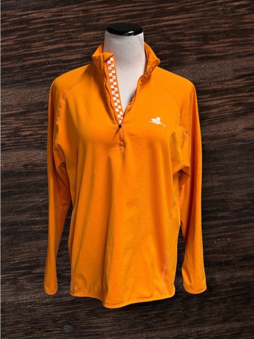 Volunteer Traditions Bluetick Checkerboard 1/4 zip pullover SZ M